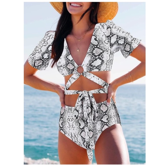 Other - NWT| High Waisted 2 Pieces Snake Print Bikini Suit